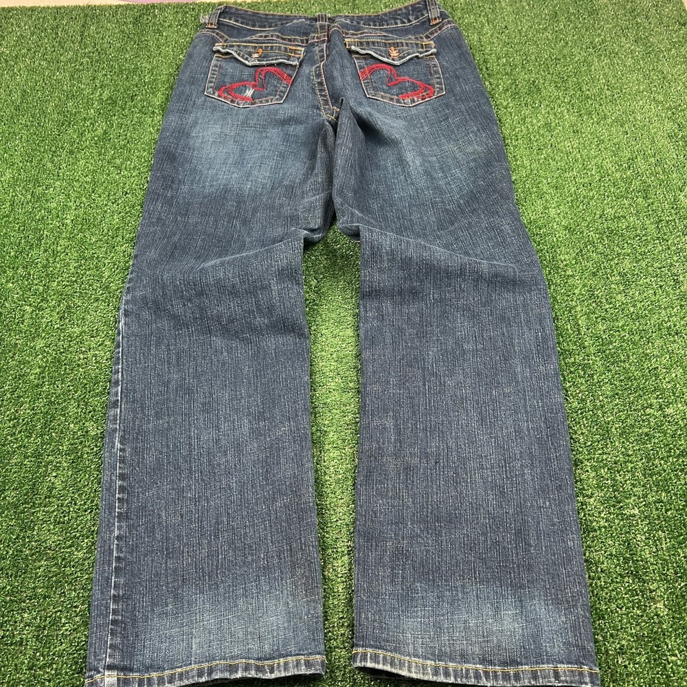 VTG Event Jeans Women's Wash Sz 14 31x31 Bootcut Stretch Embroidered Hearts Flap